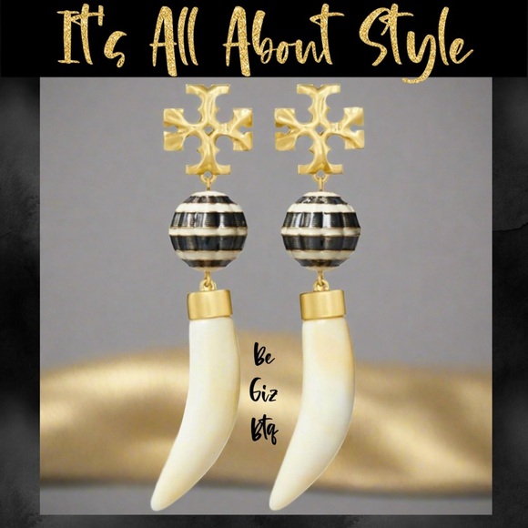 🆕Authentic Tory Burch Roxanne Horn Drop Earrings - Picture 6 of 9